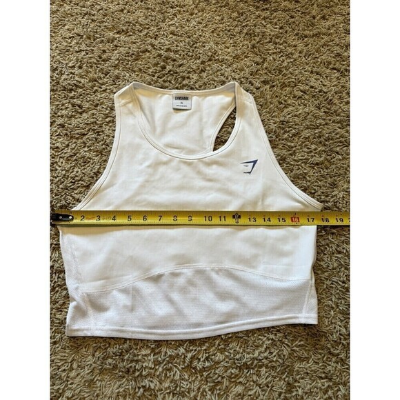 Gymshark Pulse Crop Tank White Womens Size XL Logo Stretch Athletic Workout - Picture 8 of 8
